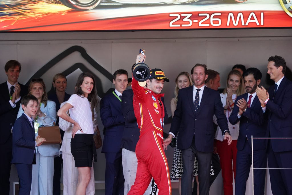 gettyimages-2154926648-1024x683-1 Charles Leclerc of Monaco is driving the (16) Scuderia Ferrari SF-24 Ferrari during the Formula 1 Grand Prix De Monaco in Montecarlo, Monaco, on Ma...
