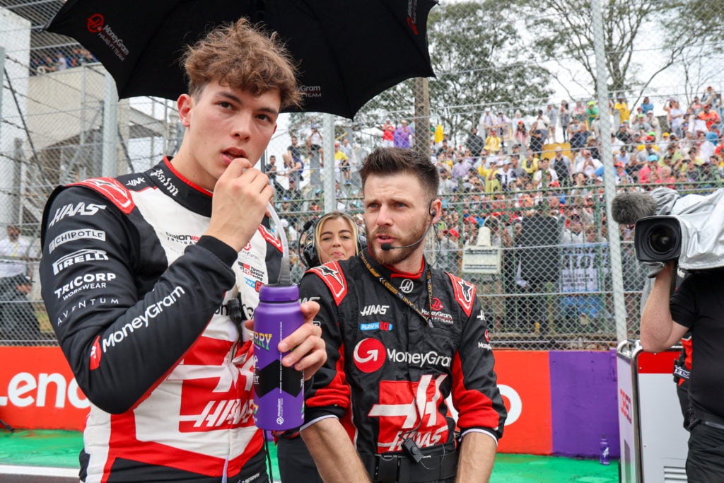 Oliver Bearman of the UK drives the (50) MoneyGram Haas F1 Team VF-24 Ferrari during the Formula 1 Lenovo Grande Premio De Sao Paulo 2024 in Sao Pa...