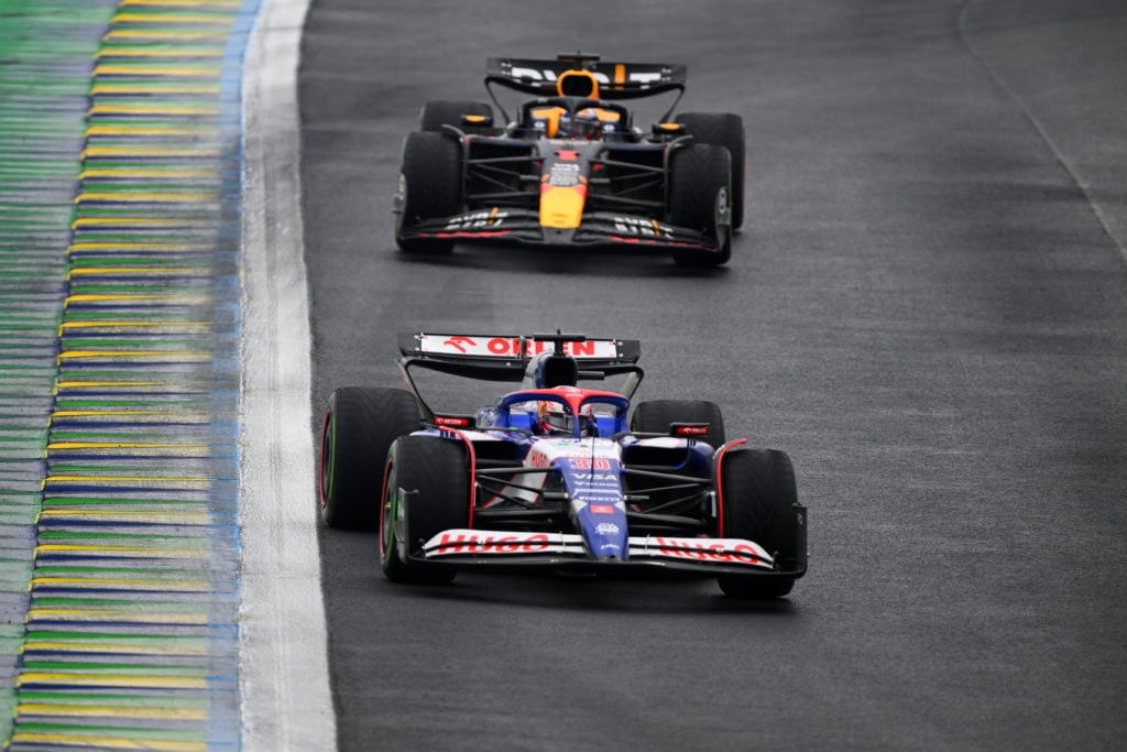 gettyimages-2182675255-1024x683-1 Liam Lawson of New Zealand driving the (30) Visa Cash App RB VCARB 01 leads Max Verstappen of the Netherlands driving the (1) Oracle Red Bull Racin...
