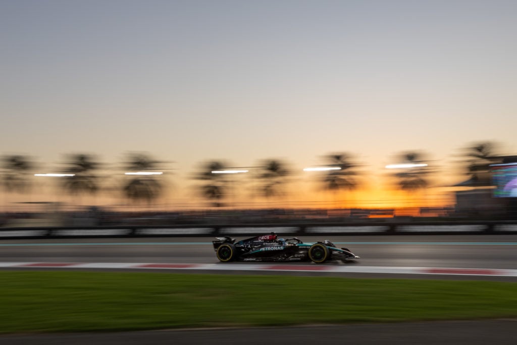 gettyimages-2188342900-1024x683-1 George Russell of the UK drives the (63) Mercedes-AMG Petronas F1 Team F1 W15 E Performance Mercedes during the Formula 1 Etihad Airways Abu Dhabi ...