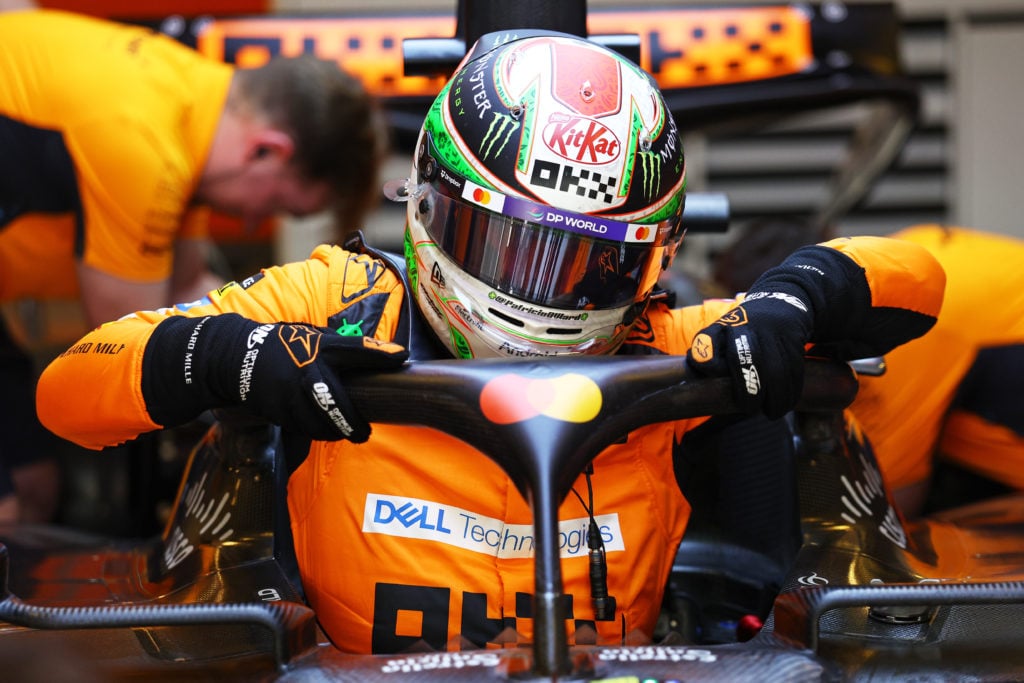 gettyimages-2189165847-1024x683-1 Pato O'Ward of Mexico and McLaren prepares to drive in the garage during Formula 1 testing at Yas Marina Circuit on December 10, 2024 in Abu Dhabi,...