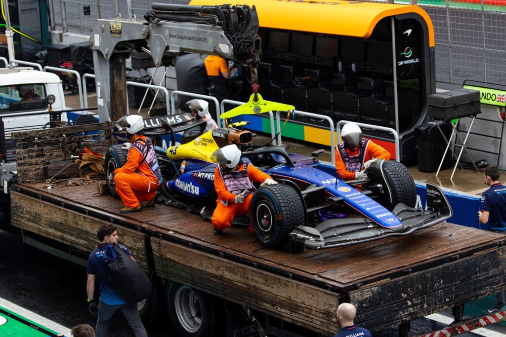 gettyimages-2182646433-1024x683-1 Franco Colapinto's car in pitlane during the F1 Grand Prix of Brazil at Autodromo Jose Carlos Pace on November 3, 2024 in Sao Paulo, Brazil.