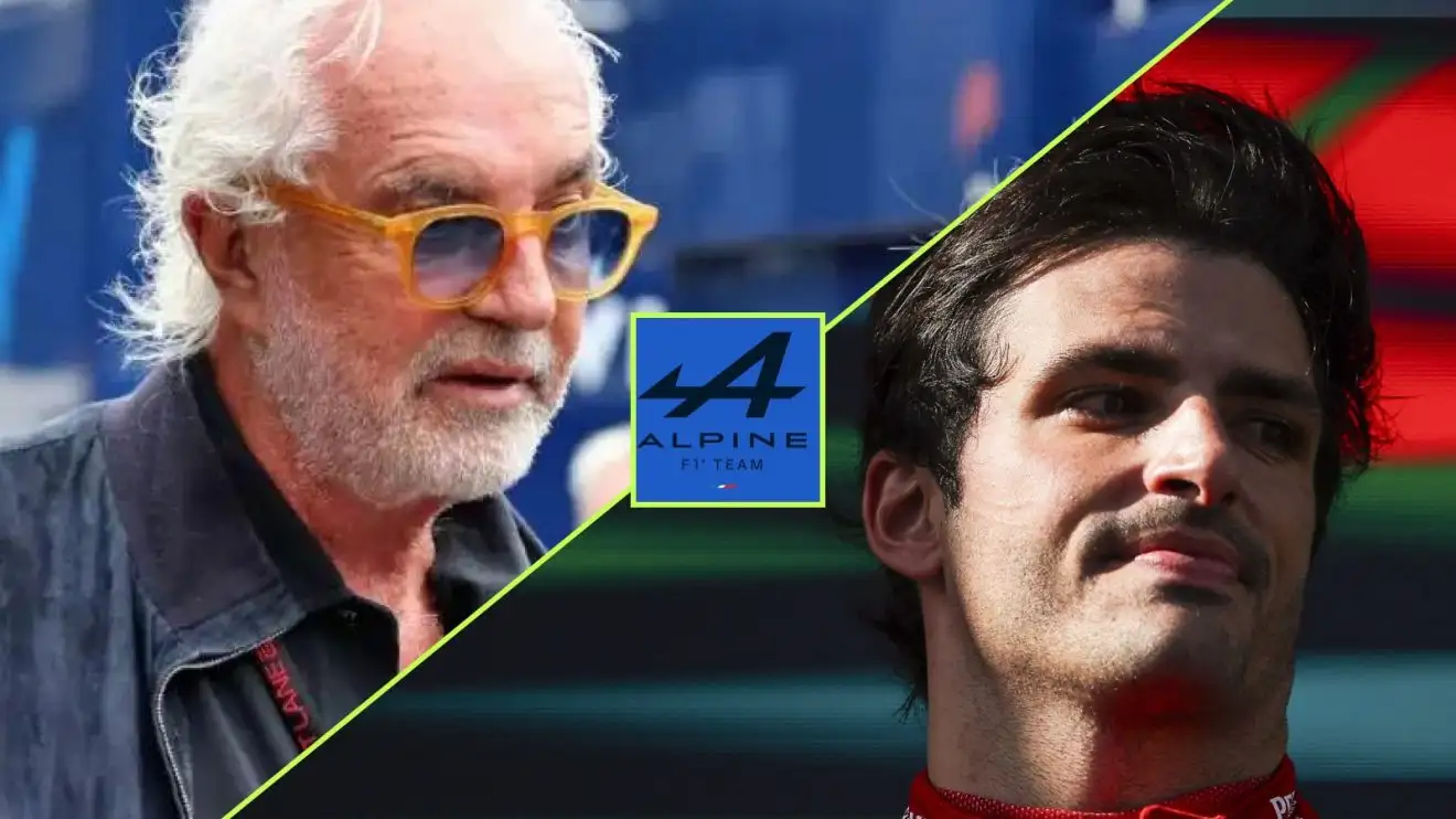Flavio Briatore is seen speaking to Carlos Sainz snr with Carlos Sainz jr a free F1 agent.