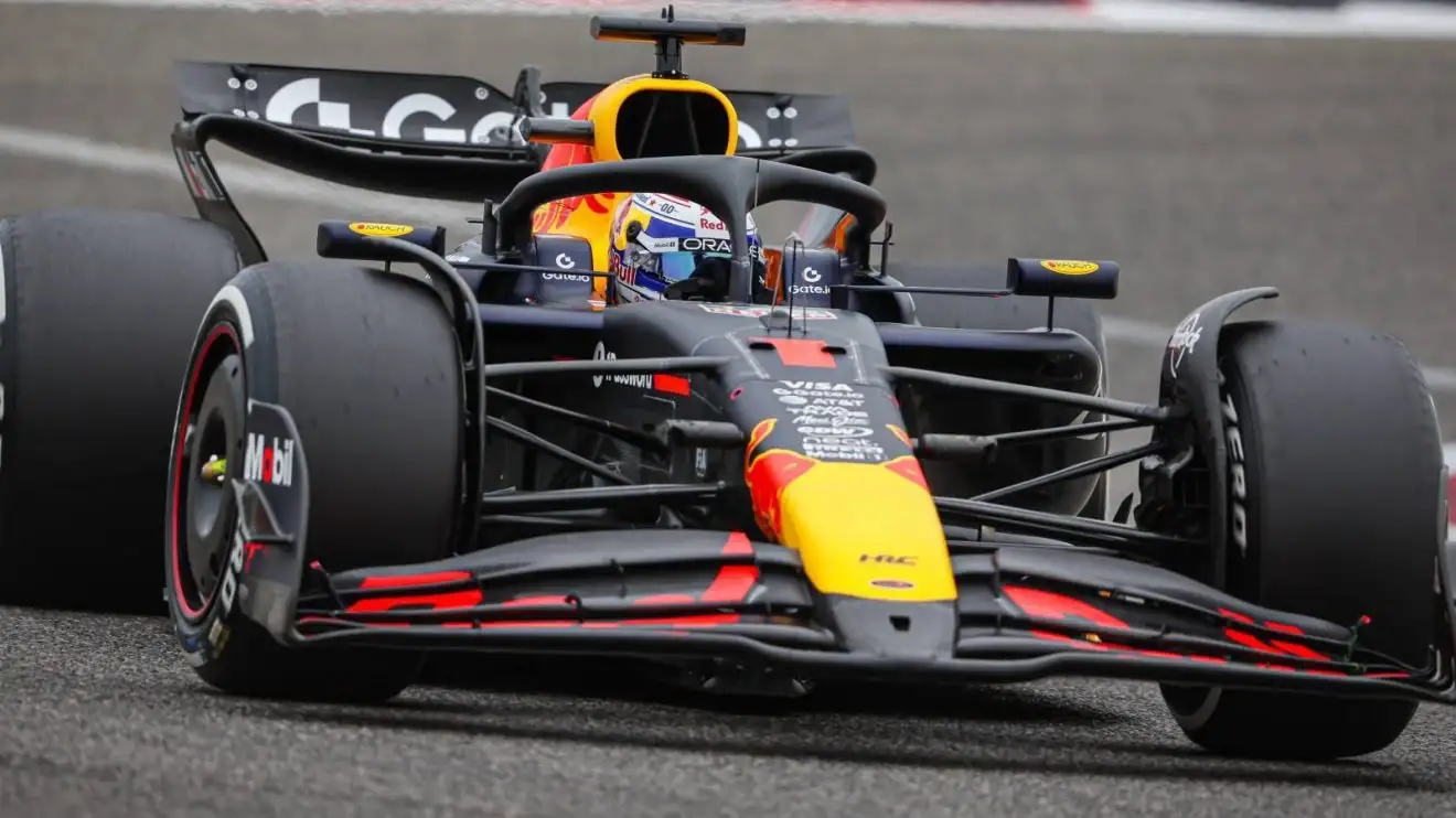 c-280 Max Verstappen at the wheel of the Red Bull RB21 during pre-season testing in Bahrain
