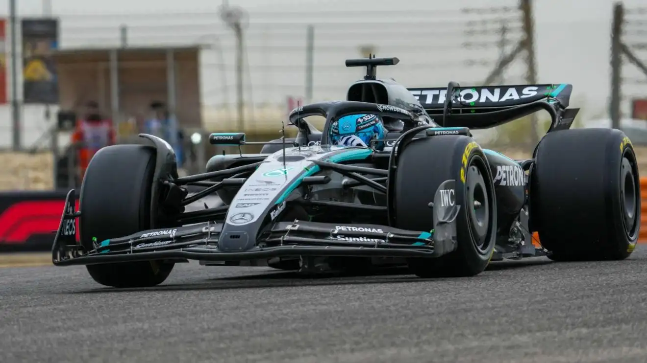 c-289 George Russell driving the Mercedes W16 during Bahrain testing