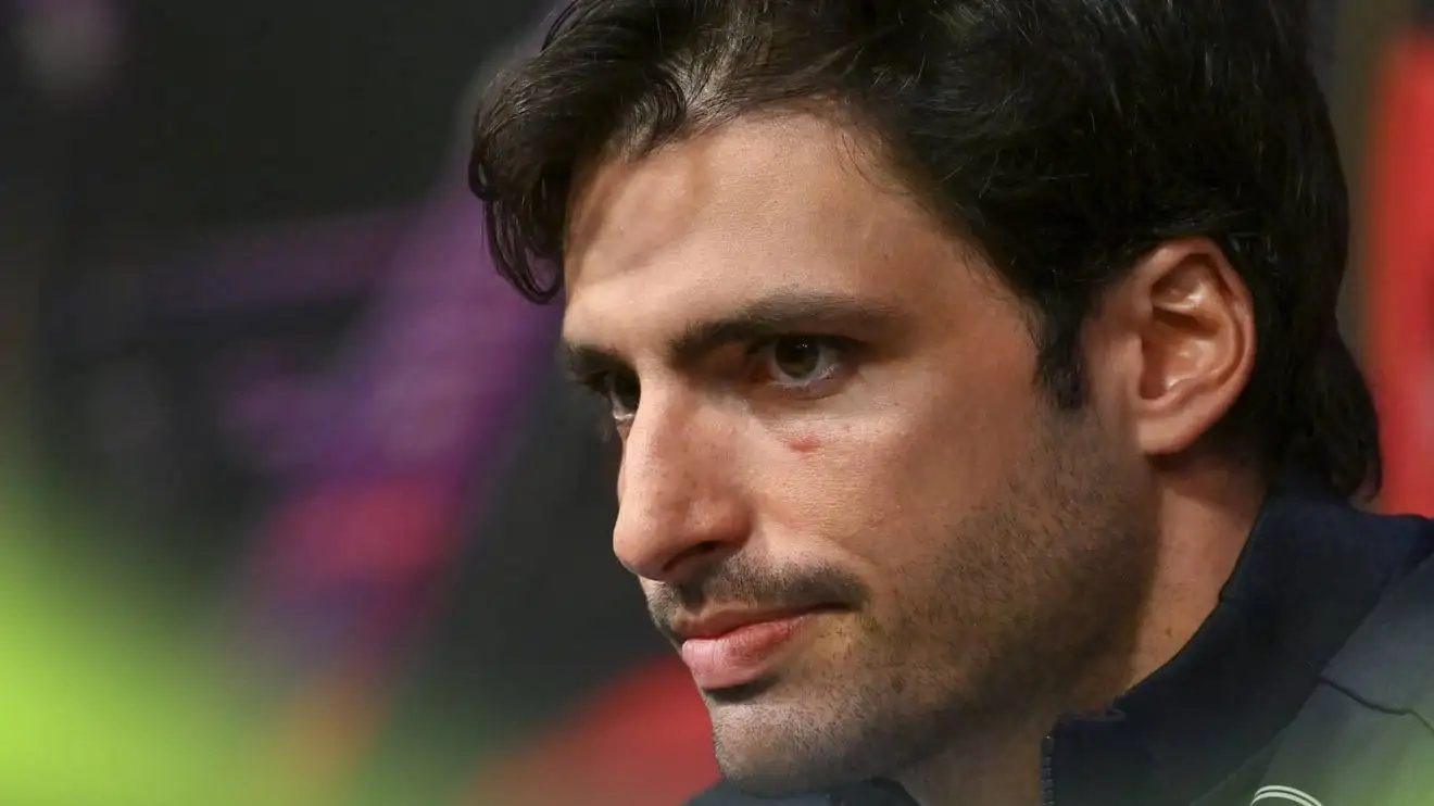 c-382 A close-up shot of Carlos Sainz in a press conference