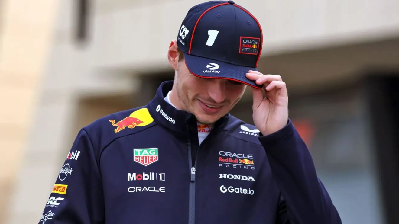 c-454 Red Bull's Max Verstappen adjusts his cap at the F1 2025 pre-season test in Bahrain
