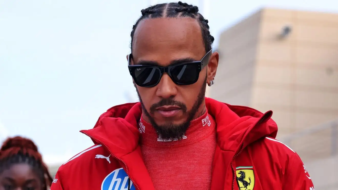 c-478 Ferrari's Lewis Hamilton in the paddock at F1 testing 2025 in Bahrain