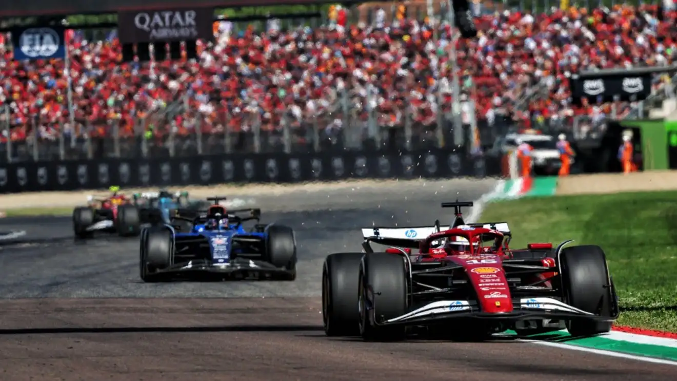 c-1017 Charles Leclerc ahead of Alex Albon in Imola.