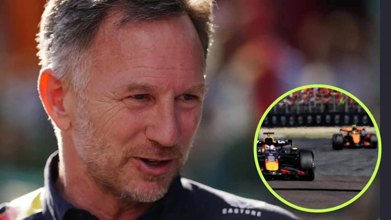 c-1077 Christian Horner with Max Verstappen racing McLaren