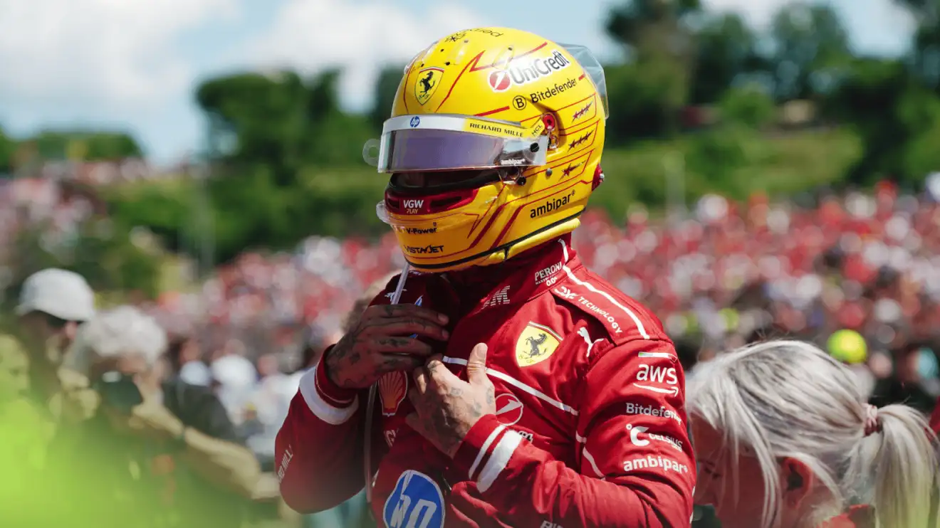 c-1206 Lewis Hamilton wearing his helmet on the grid at Imola