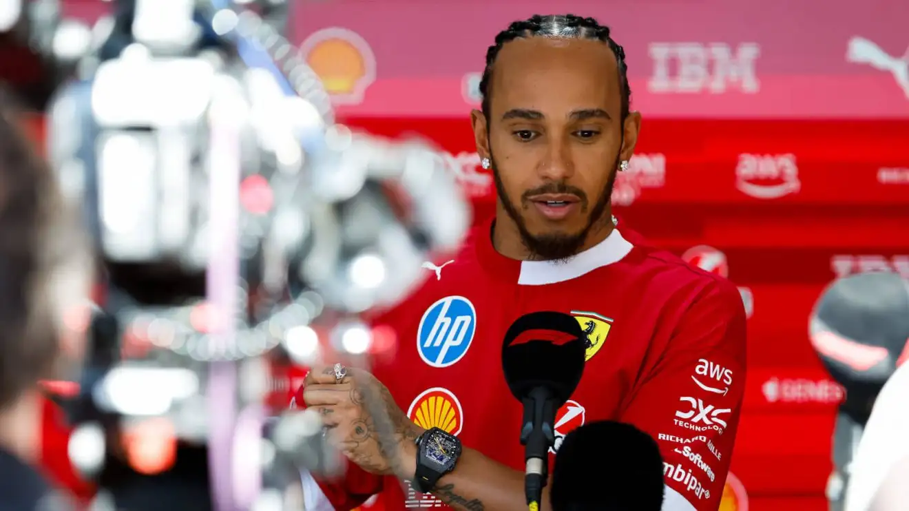 c-1272 Lewis Hamilton is interviewed in the paddock