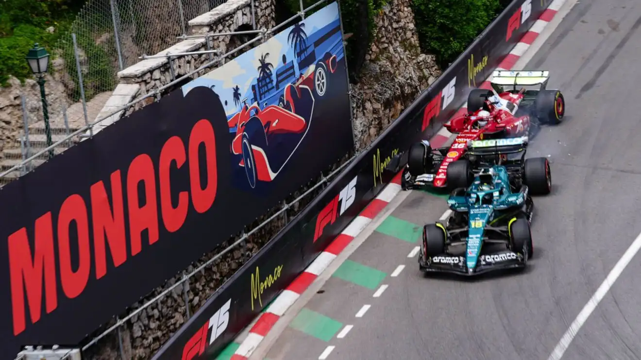 c-1296 Charles Leclerc crashes with Lance Stroll