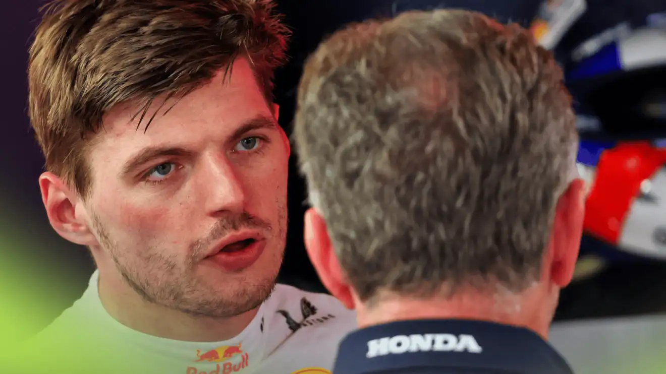 c-1320 Max Verstappen in a tense conversation with a Red Bull colleague