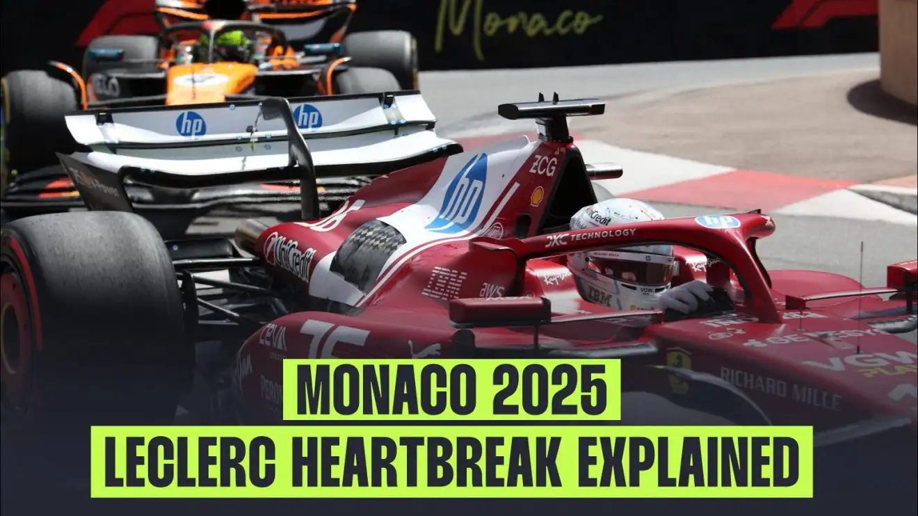 c-1407 Charles Leclerc and Lando Norris on track at the 2025 Monaco Grand Prix