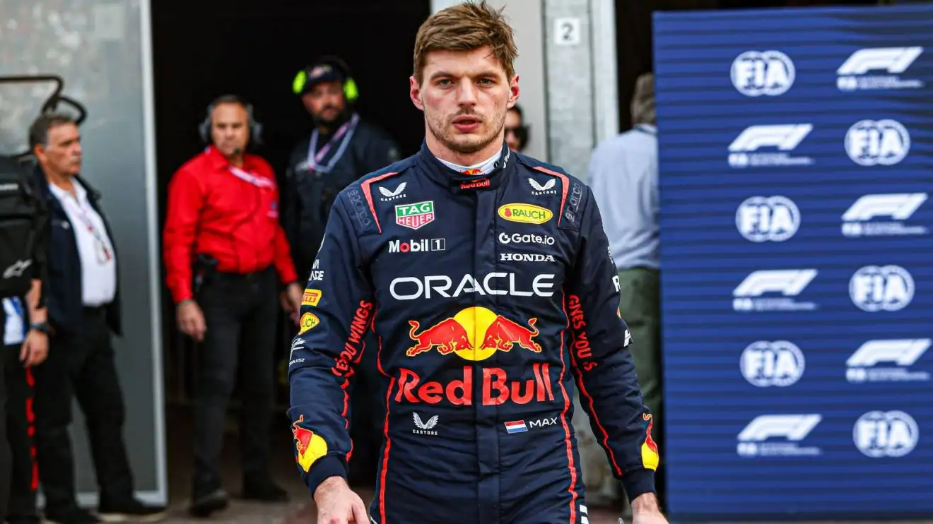 c-1413 Red Bull's Max Verstappen walking with purpose at the 2025 Monaco Grand Prix