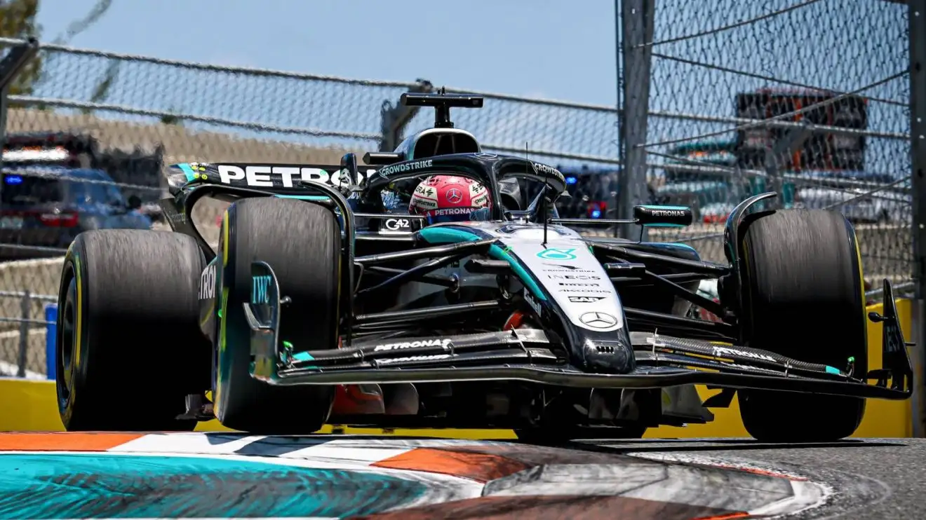 c-145 George Russell driving the Mercedes W16 at the 2025 Miami Grand Prix