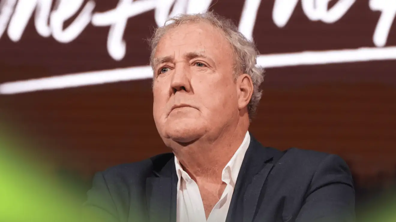 Jeremy Clarkson looking deep in thought while on stage