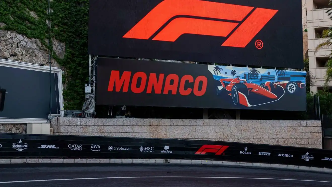 The Formula 1 logo displayed at the 2024 Monaco Grand Prix.