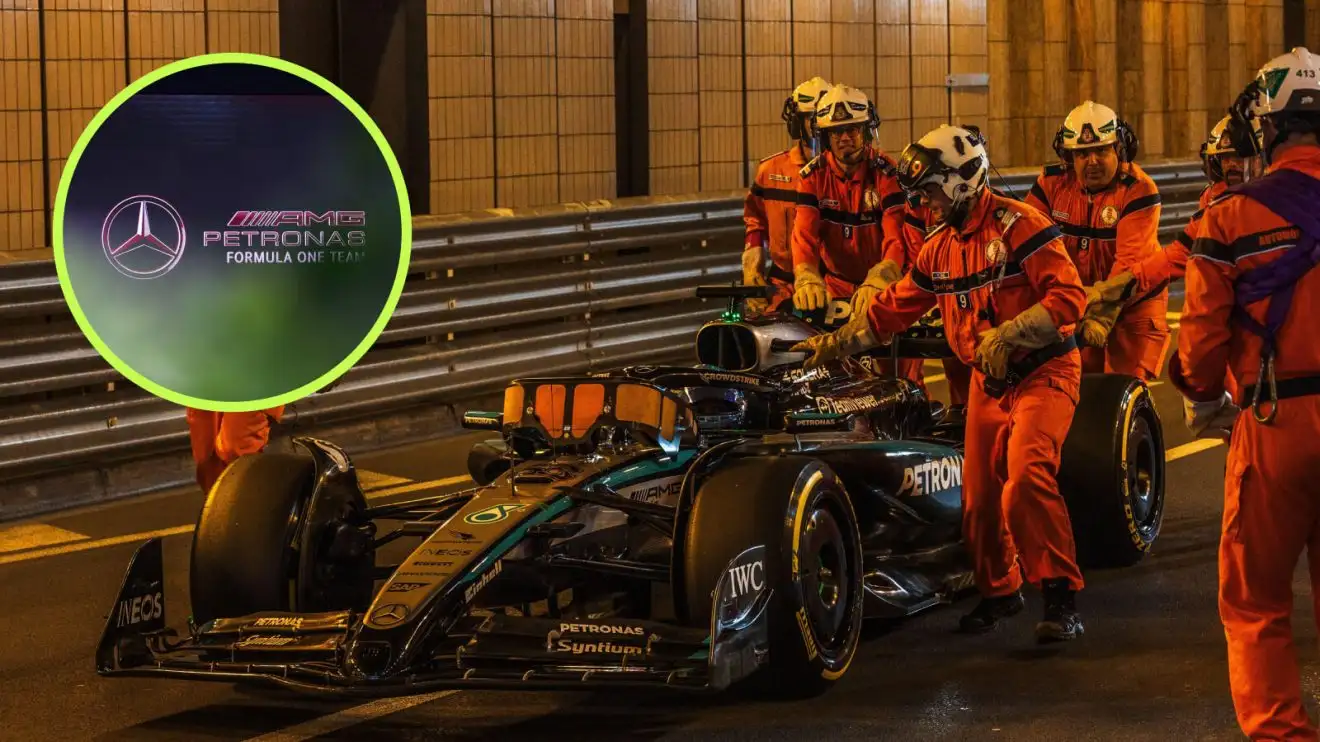 c-1643 George Russell came to a halt in the Monaco tunnel