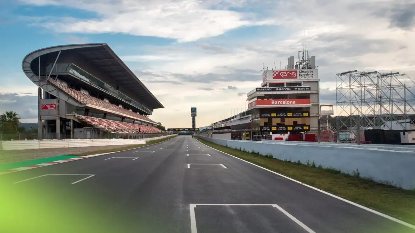c-1669 A look down the main straight at the Circuit de Barcelona-Catalunya