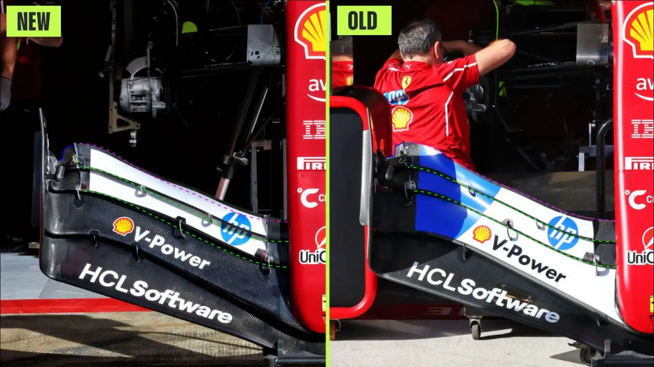 c-1711 Ferrari SF-25 front wing comparison