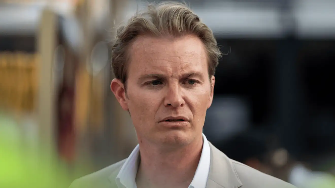 c-1723 Nico Rosberg looks annoyed in the Bahrain GP paddock