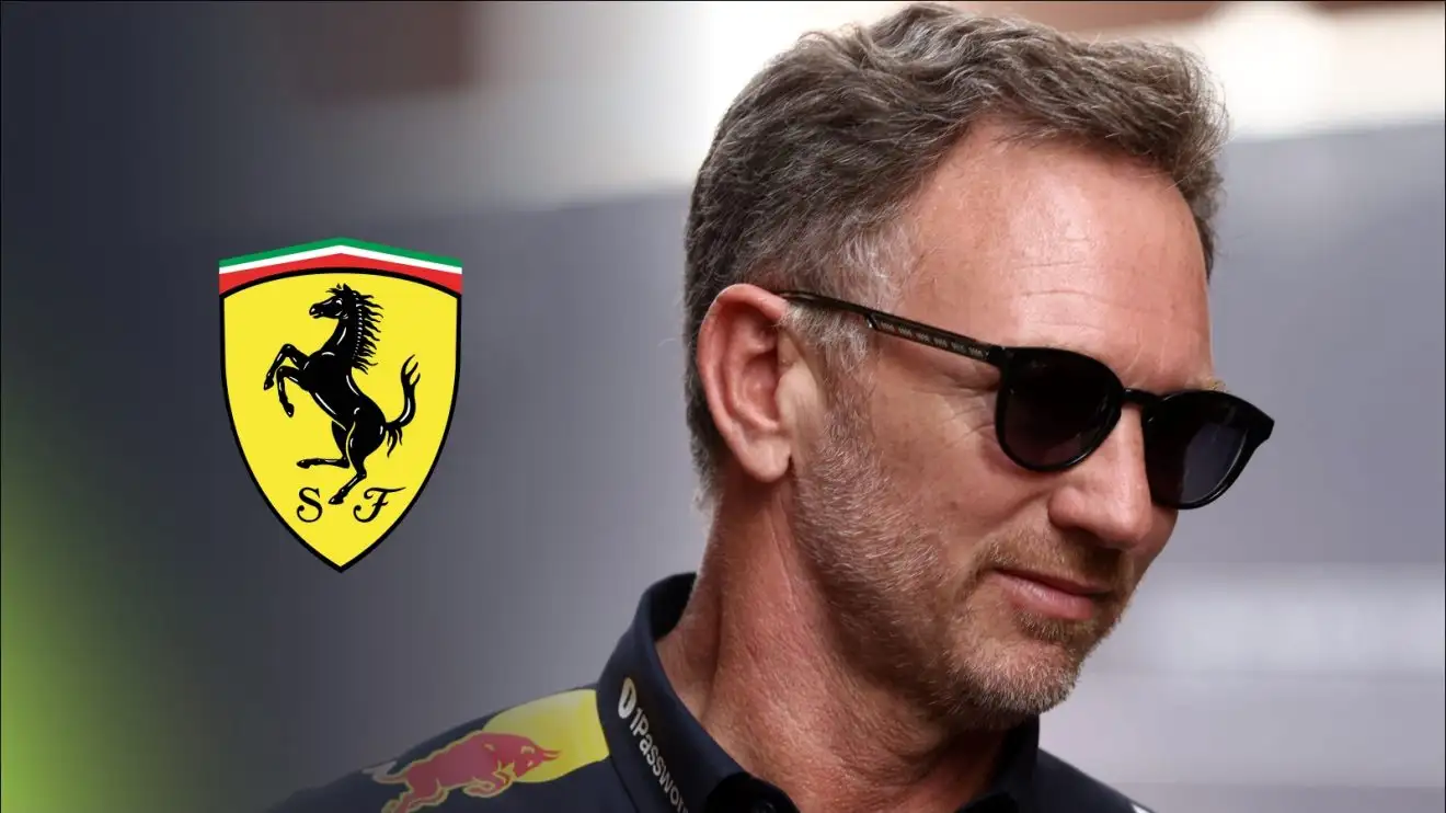 c-1732 the Ferrari badge and Christian Horner