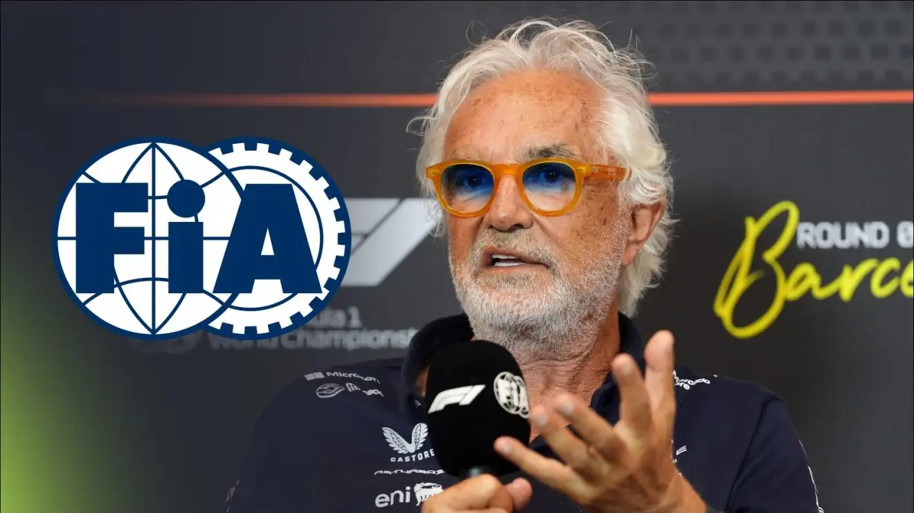 c-1774 The FIA logo and Flavio Briatore