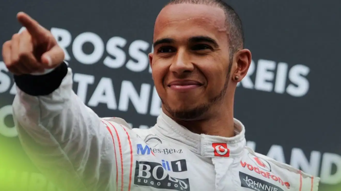 c-539 Lewis Hamilton of McLaren celebrates victory at the 2011 German Grand Prix