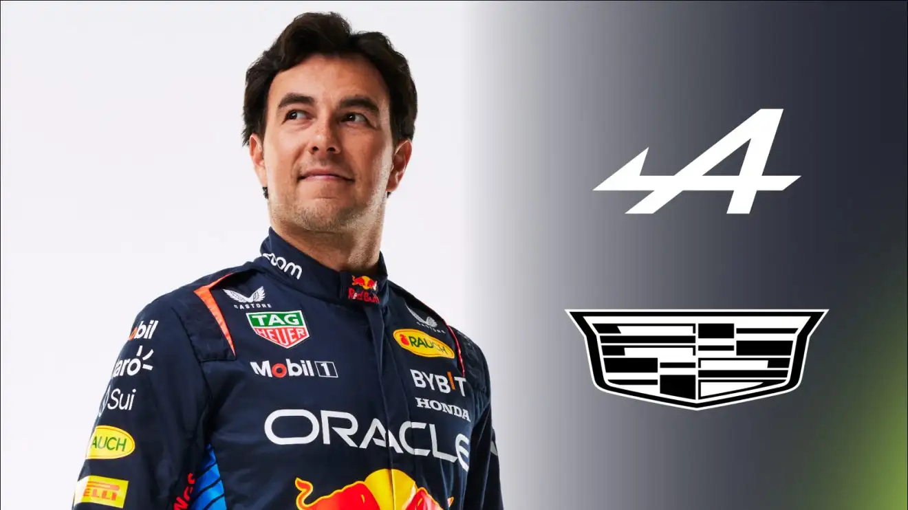 c-710 Sergio Perez with the Alpine and Cadillac badges.
