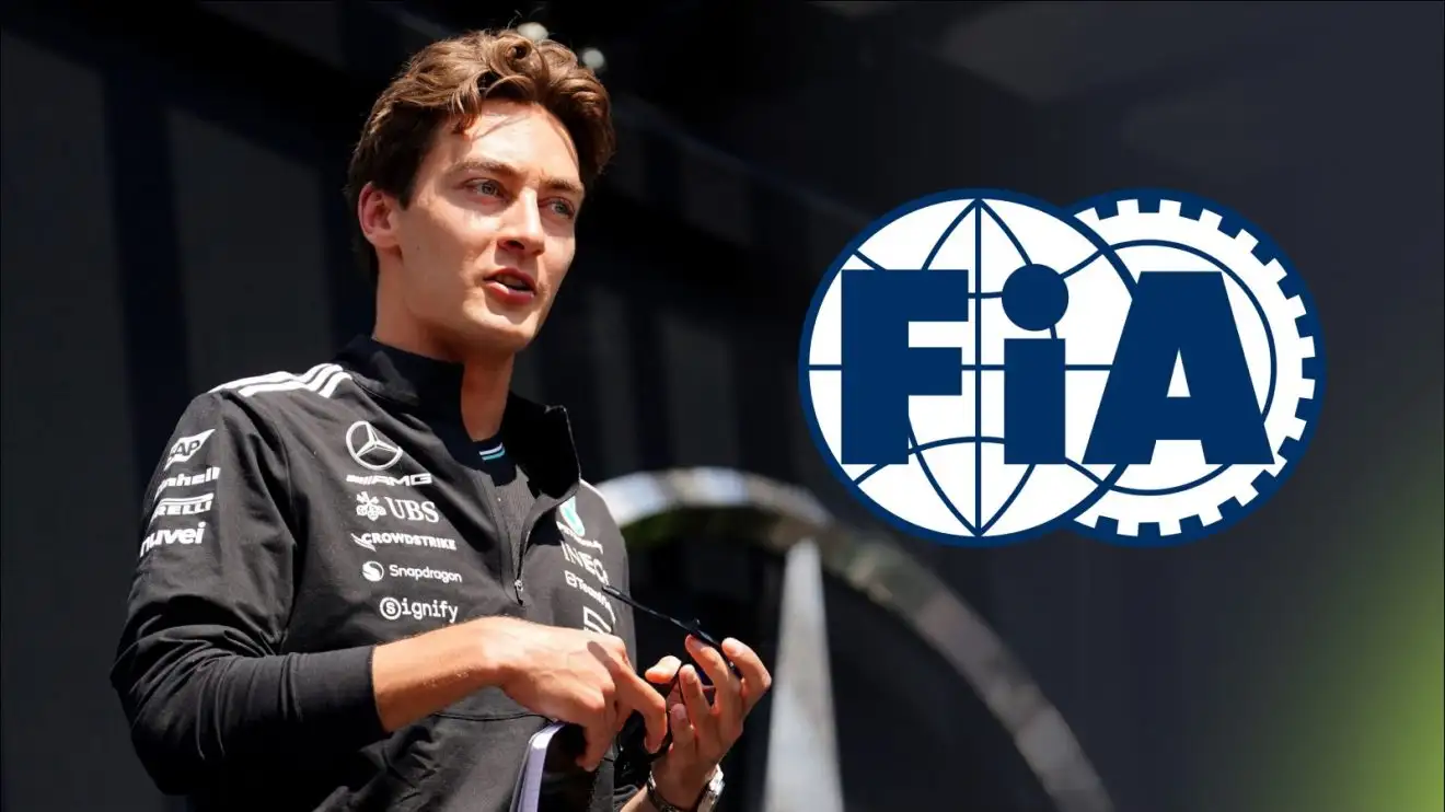c-809 George Russell and the FIA logo