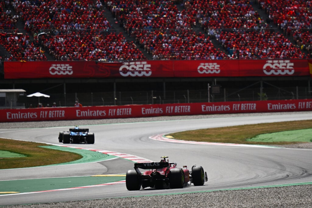 Carlos Sainz on track during the 2022 Spanish Grand Prix at the Circuit de Barcelona-Catalunya for Ferrari