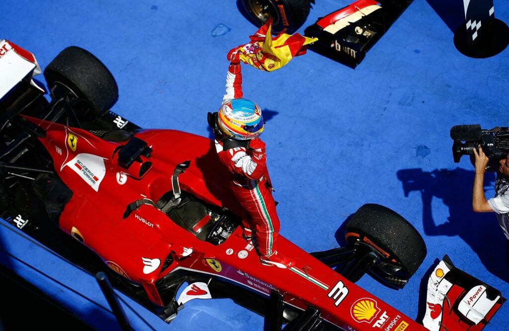 gettyimages-168604335-1024x666-1 Fernando Alonso celebrates winning the 2013 Spanish Grand Prix for Ferrari