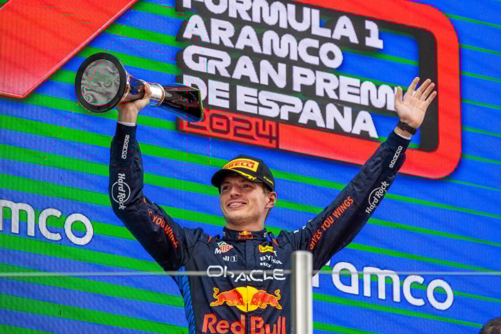 gettyimages-2158458968-1024x683-1 Red Bull driver Max Verstappen celebrates winning the 2024 F1 Spanish Grand Prix