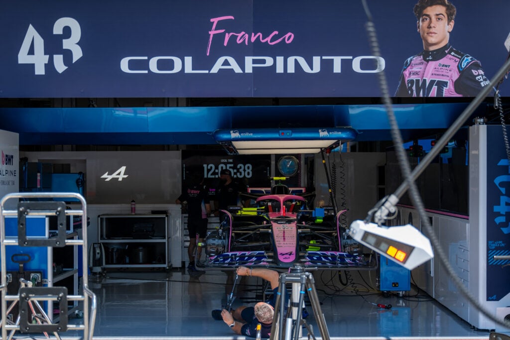 gettyimages-2214570022-1024x683-1 Alpine mechanics prepare Franco Colapinto's car at Imola ahead of the 2025 Emilia Romagna Grand Prix