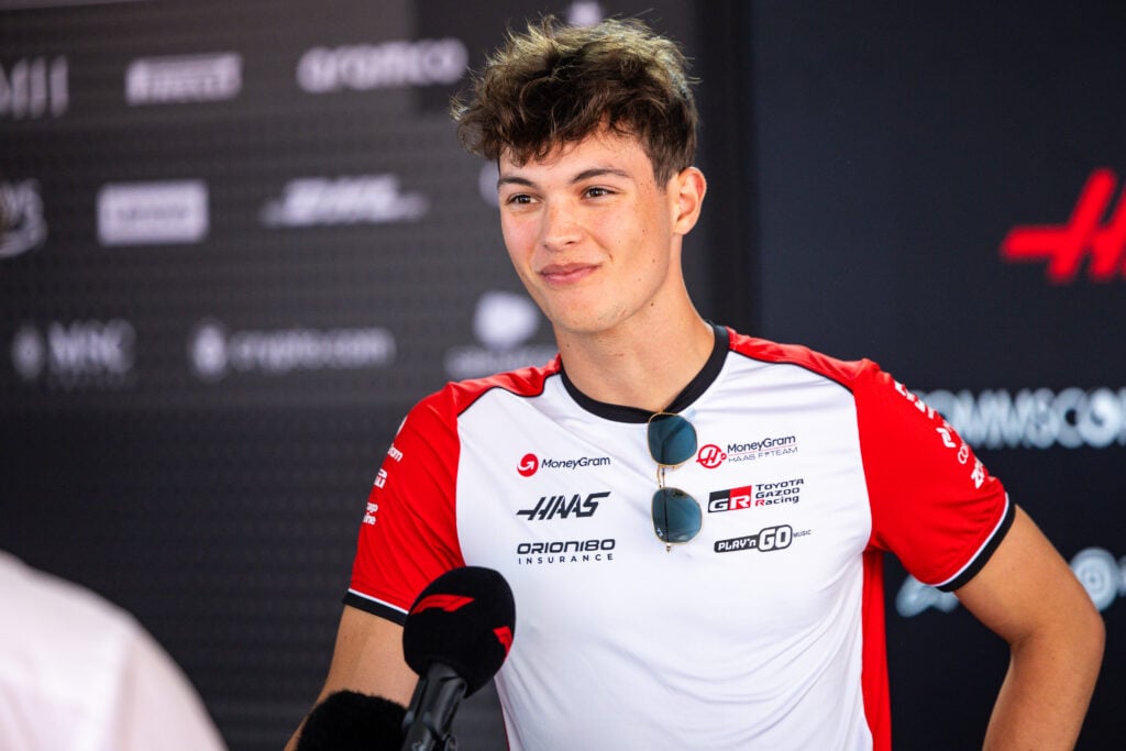 gettyimages-2215223196-1024x683-1 Haas driver Oliver Bearman speaks to the media ahead of the 2025 F1 Emilia Romagna GP at Imola