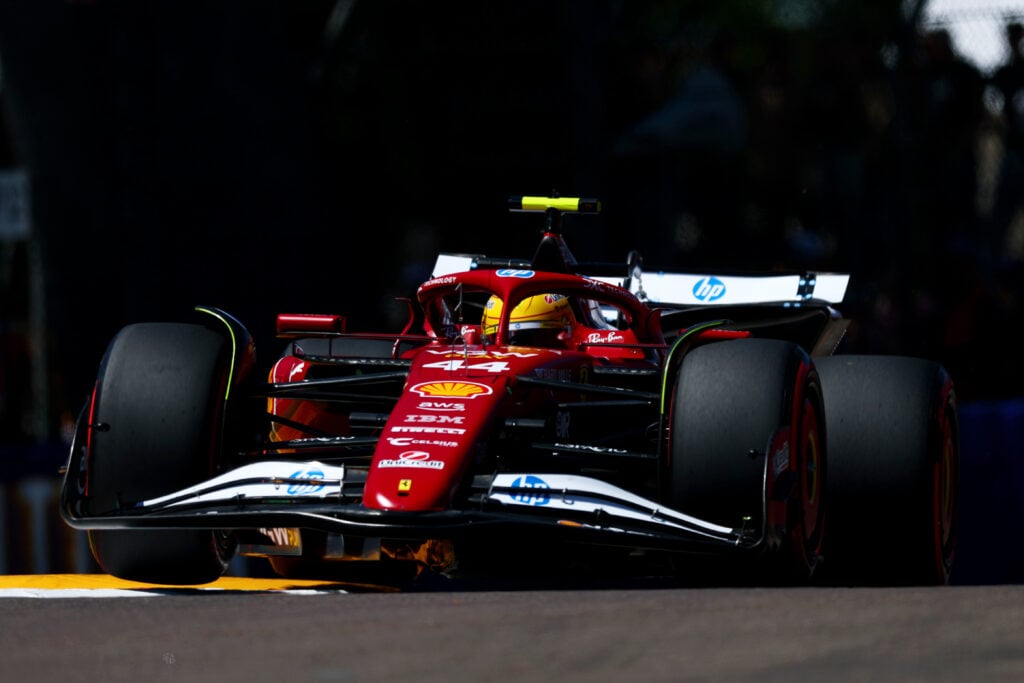 gettyimages-2215390678-1024x683-1 Lewis Hamilton driving his Ferrari at Imola