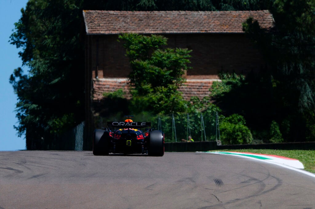 gettyimages-2215425475-1024x682-1 Red Bull driver Max Verstappen on track in FP2 for the 2025 F1 Emilia Romagna Grand Prix at Imola