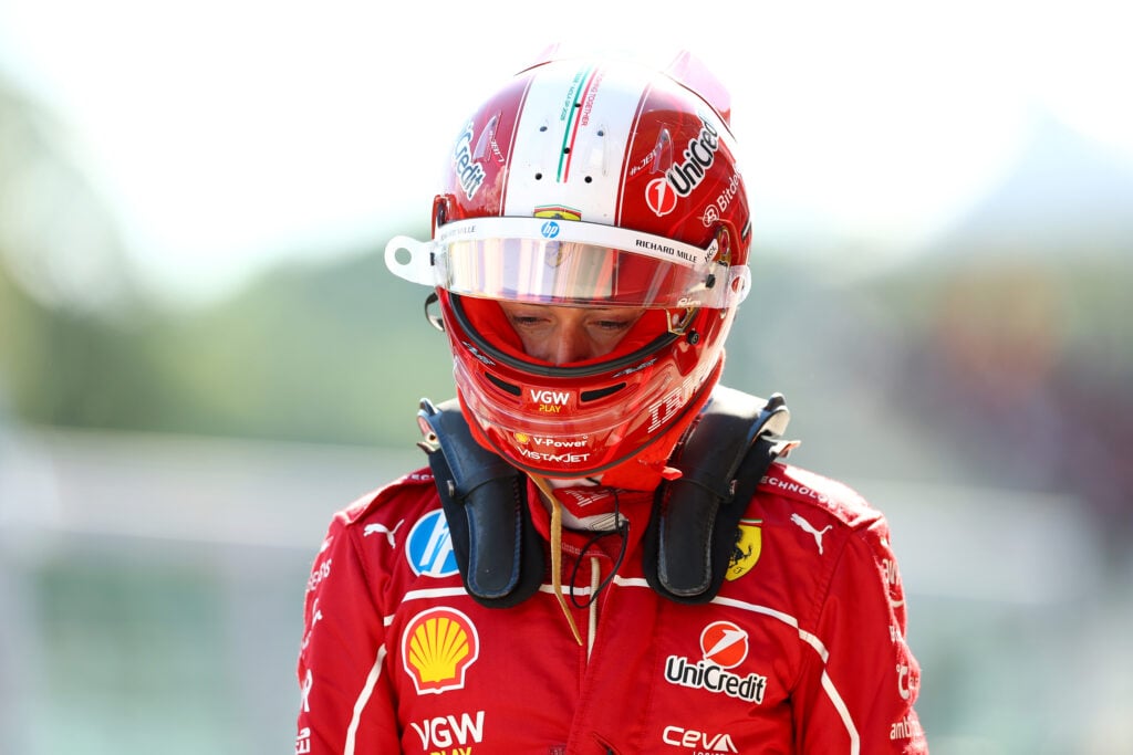 gettyimages-2215574304-1024x683-1 Ferrari driver Charles Leclerc looking disappointed after qualifying at the 2025 Emilia Romagna Grand Prix