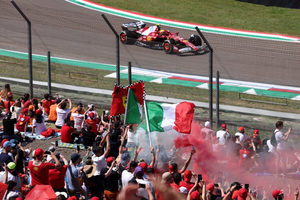 gettyimages-2215717185-1-1024x683-1 Ferrari driver Lewis Hamilton driving past Ferrari fans in the crowd at the 2025 Emilia Romagna Grand Prix