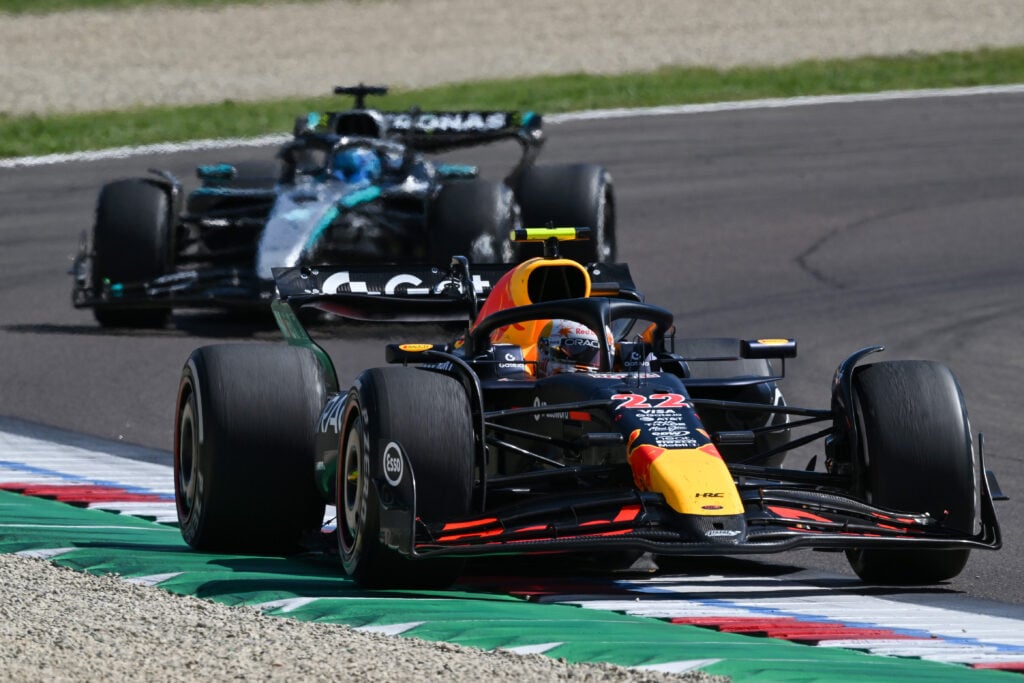 gettyimages-2215719306-1024x683-1 Red Bull Racing driver Yuki Tsunoda driving at the 2025 Emilia Romagna Grand Prix