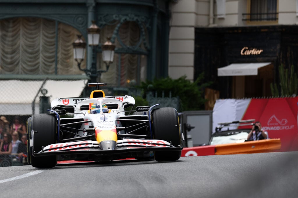 gettyimages-2215934826-1024x683-1 Isack Hadjar of Racing Bulls Formula One Team on track at Monaco Grand Prix.