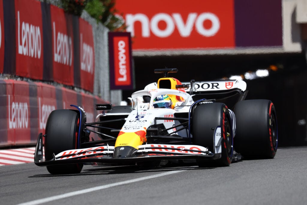 gettyimages-2216515908-1024x683-1 Racing Bulls driver Isack Hadjar driving at the 2025 Monaco Grand Prix