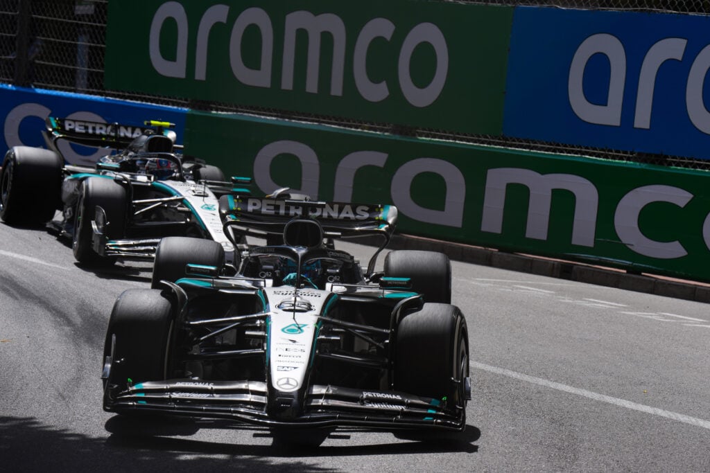 gettyimages-2217000363-1024x683-2 Mercedes drivers George Russell and Andrea Kimi Antonelli racing at the 2025 Monaco Grand Prix
