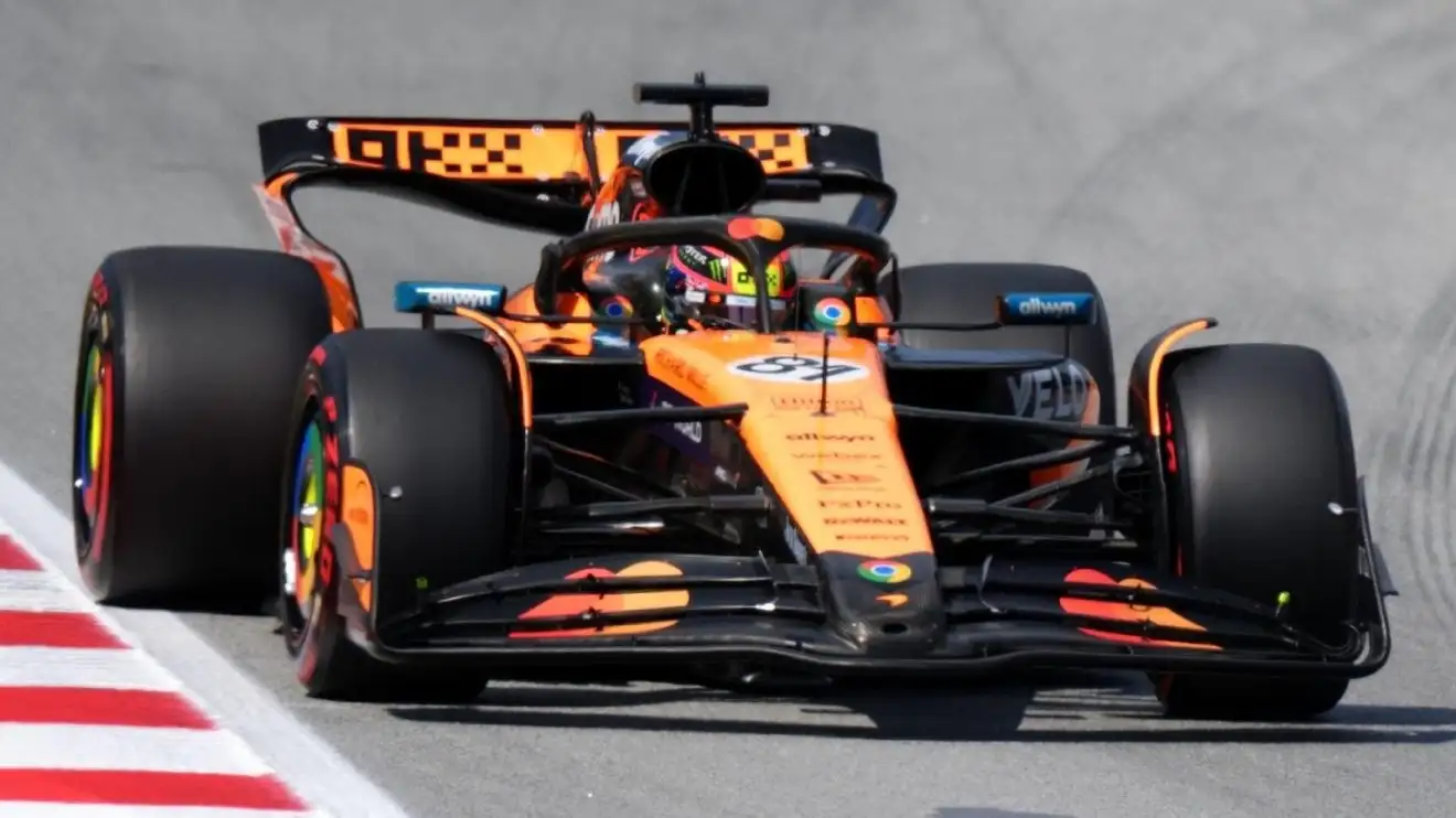 c-1 Oscar Piastri on track at the wheel of his McLaren during qualifying for the Spanish Grand Prix.