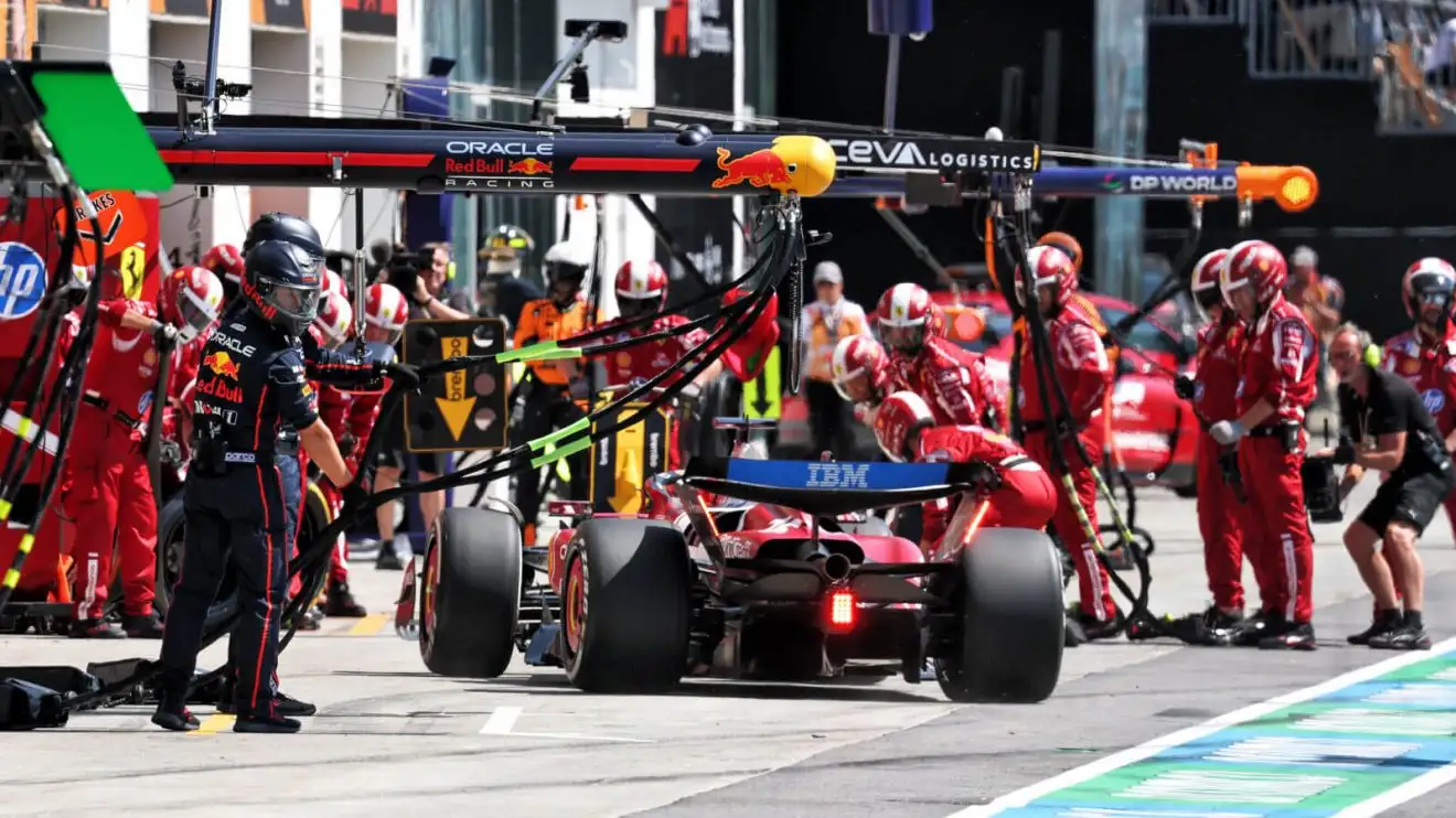 c-1033 Charles Leclerc pulls into the pits for a pit stop