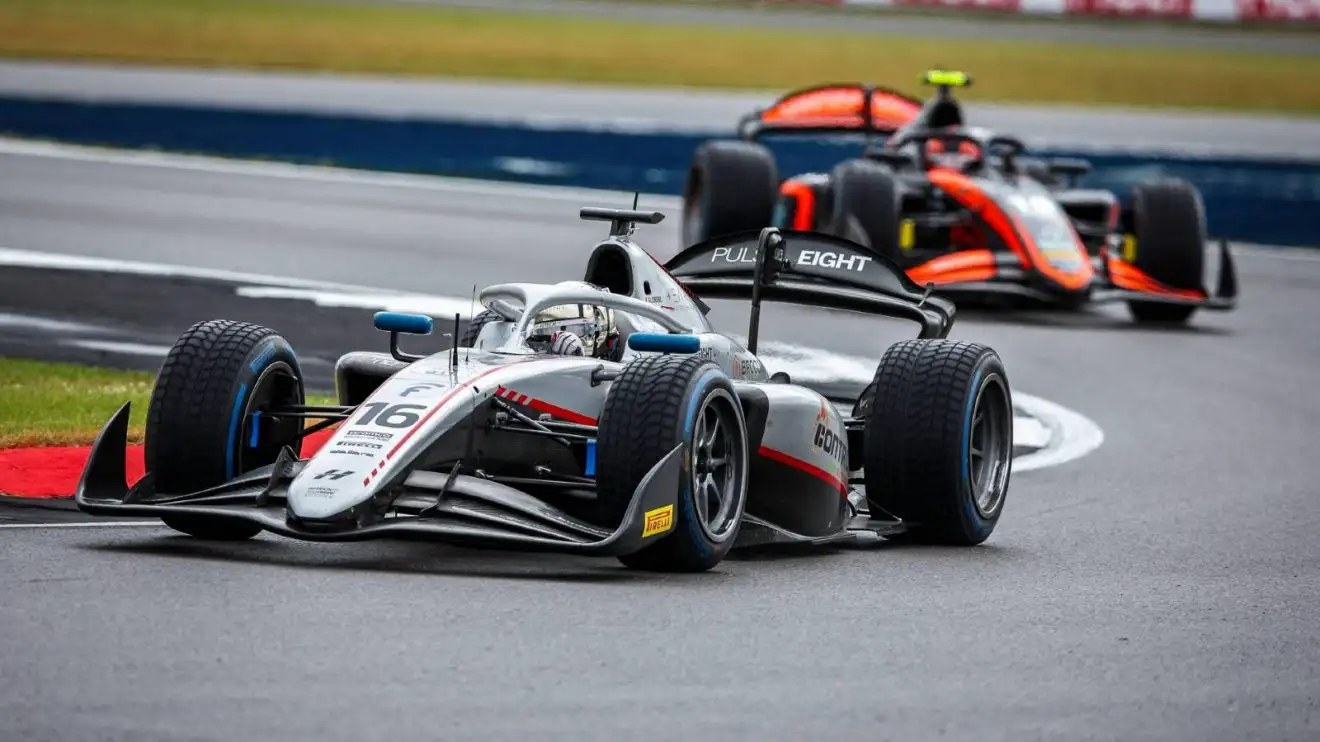 c-1087 Hitech's Paul Aron on track during the 2024 British Grand Prix weekend.