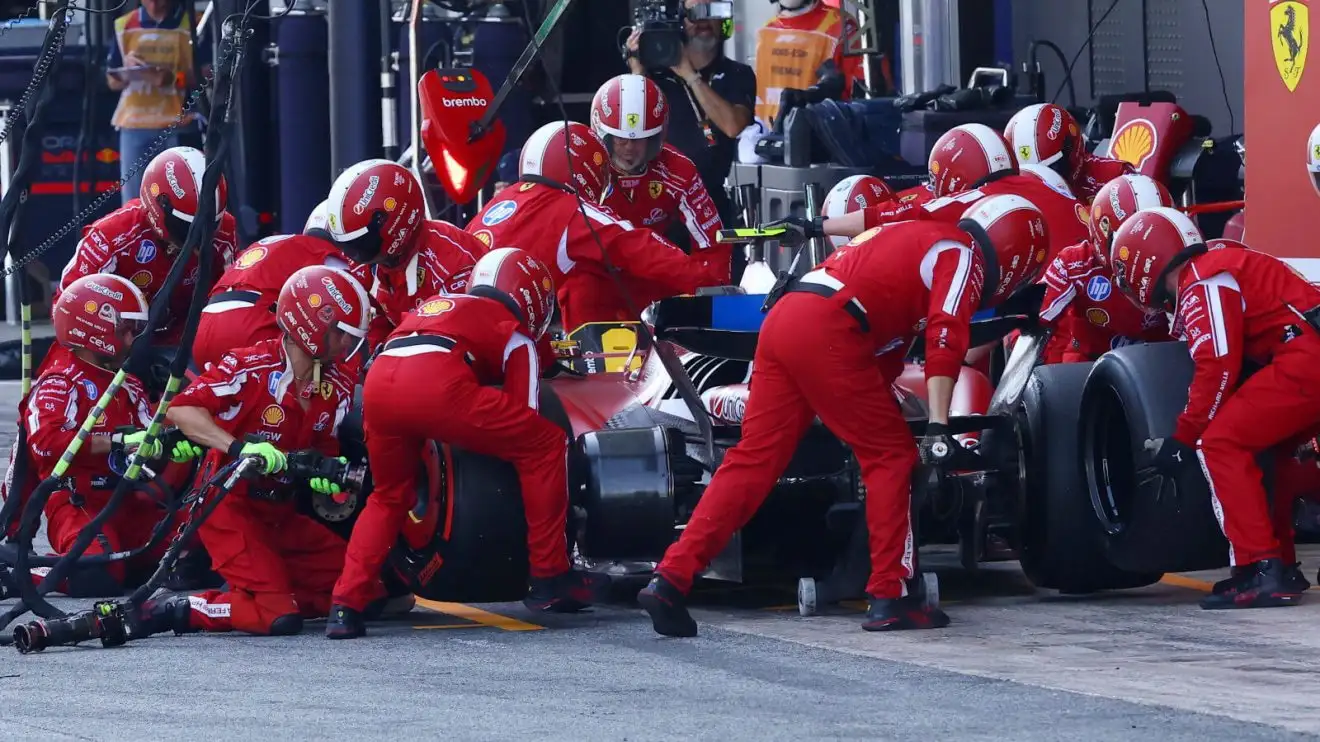 Lewis Hamilton makes a pit stop