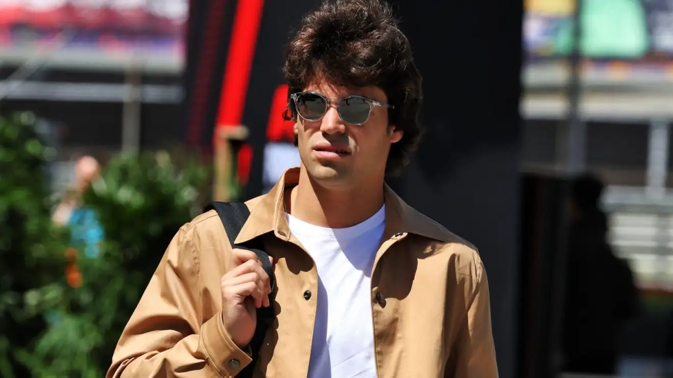 c-28 Aston Martin driver Lance Stroll in street clothes at the 2024 Chinese Grand Prix.